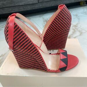 Black & Orange Wedge Sandals